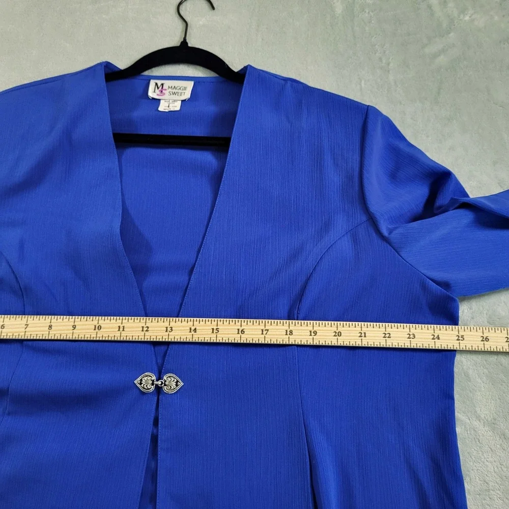 VTG 90's Maggie Sweet 1XP Royal Blue Textured Blazer Heart Hook Evening Gala